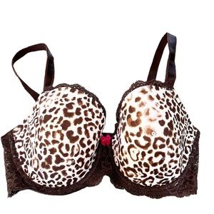 Victoria Secret Leopard Print Dream Angels Lined Demi Bra 34DD